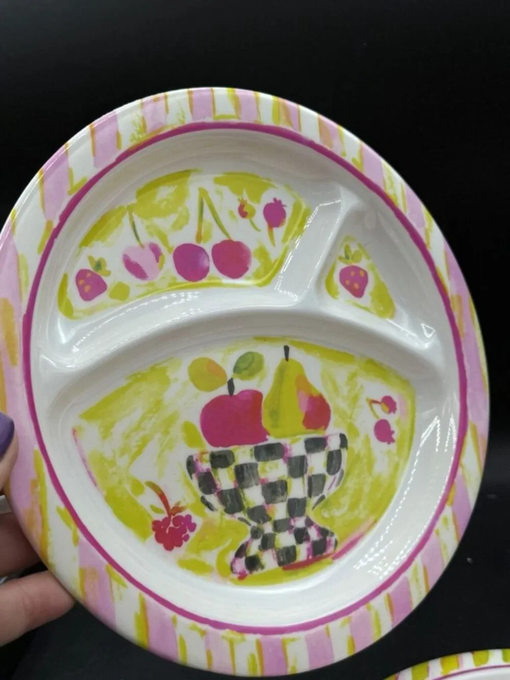 MacKenzie-Childs Fruit Bowl Pear Toddler Dinnerware Replacement Plate & Bowl